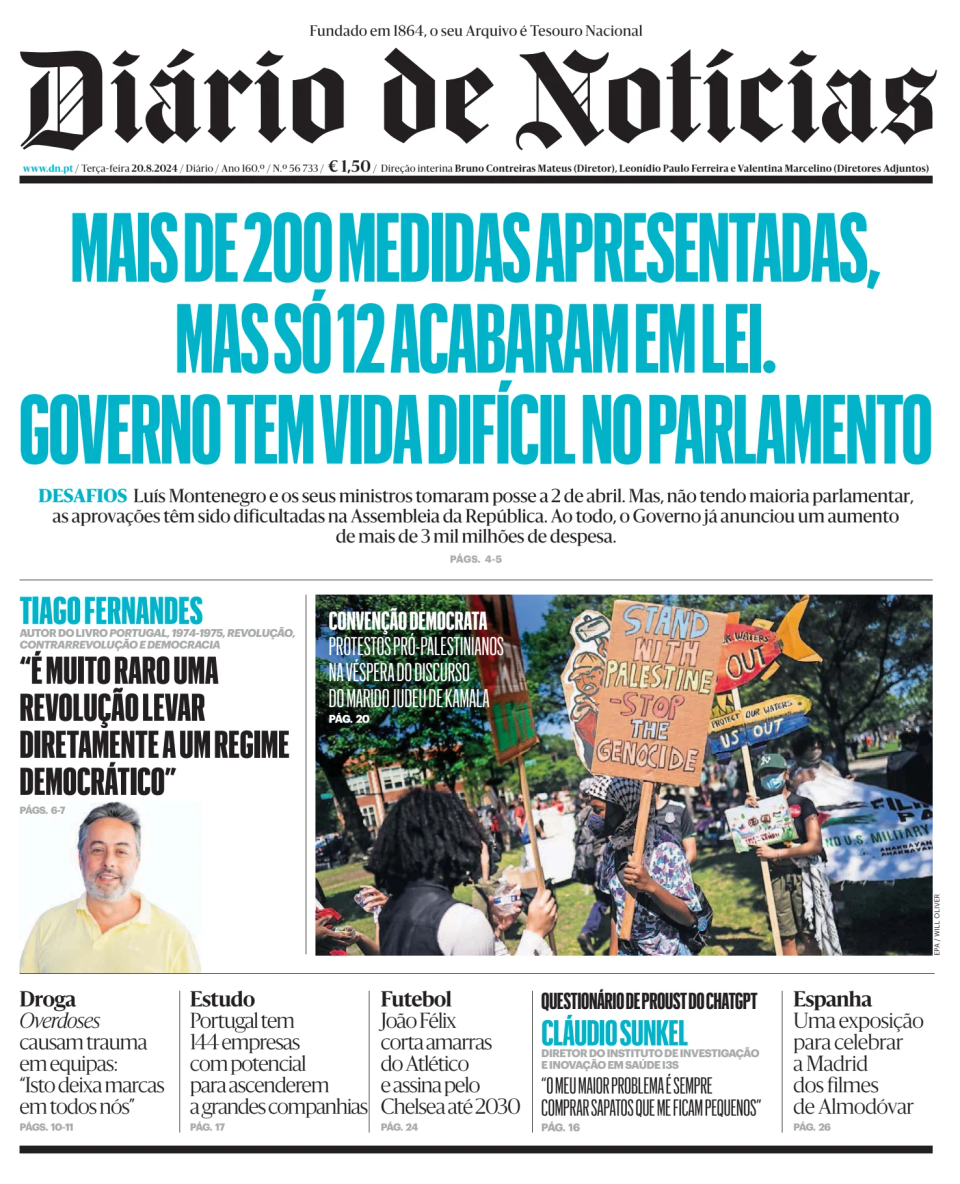 Prima-pagina-Diario de Noticias-edizione-di-oggi-20240820